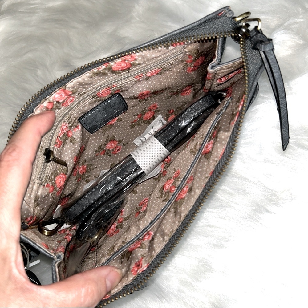 Joy Susan Crossbody Wristlet‎ Clutch with Shoulder Strap Gray Large 3-in-1 - Picture 3 of 9
